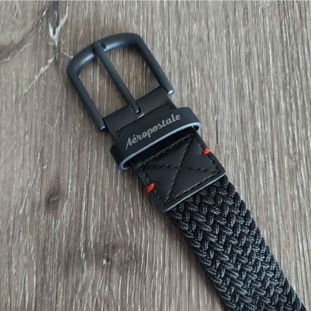 Aeropostale Black Braided Woven Stretch Belt 42.5
